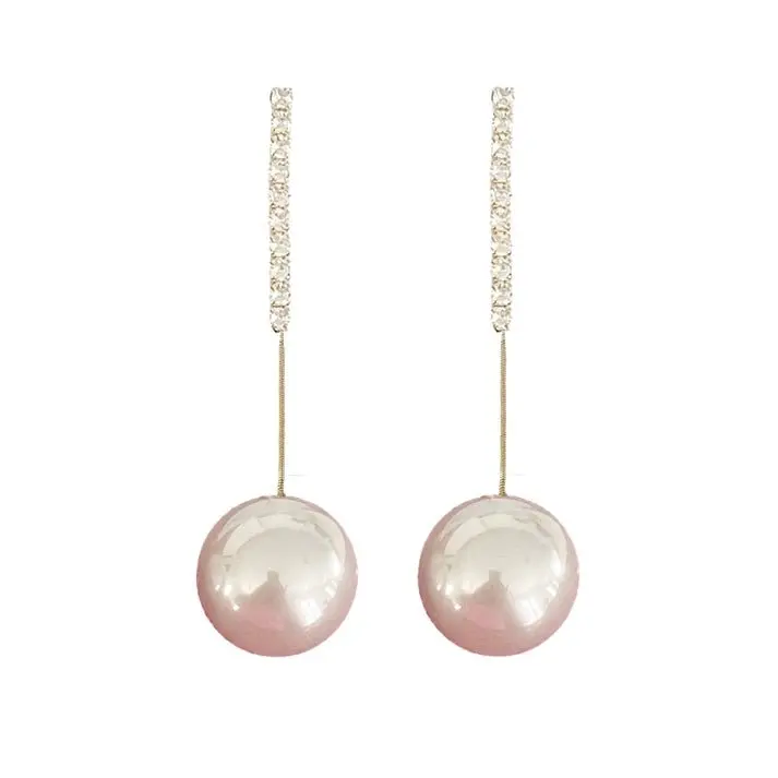 Maxi Diamond Swingy Pearl Statement Earrings 1