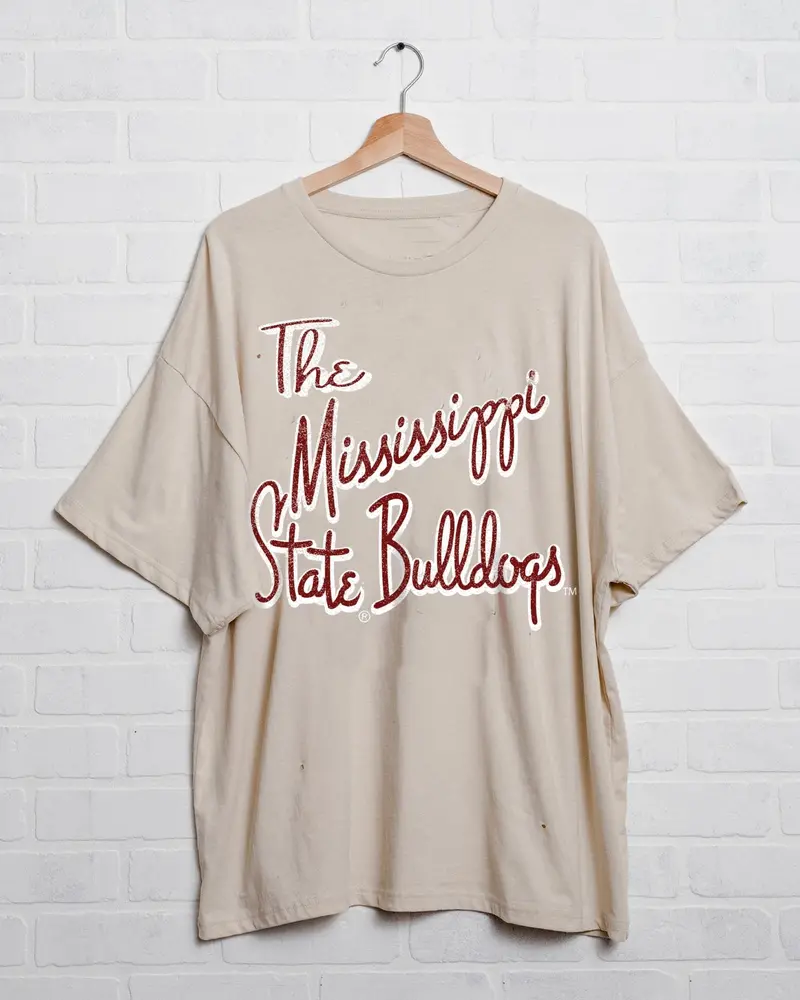 Mississippi State Bulldogs Beverly Off White Thrifted Tee 1