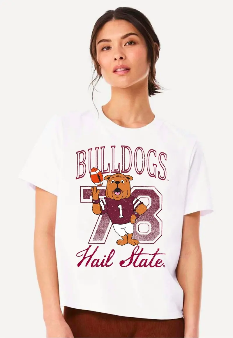 Mississippi State Bulldogs Club Mascot White Ellie Perfect Tee 1