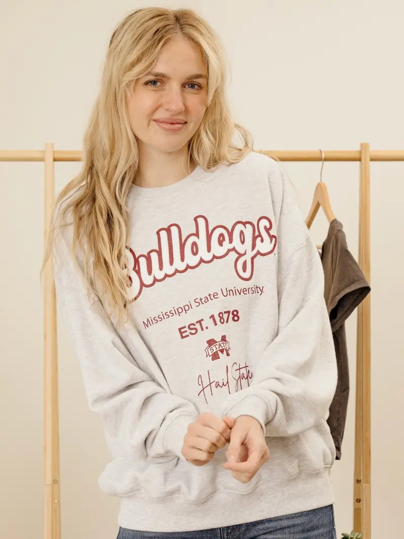 Mississippi State Bulldogs Letterman Gray Chrome Hi Dive Sweatshirt 1