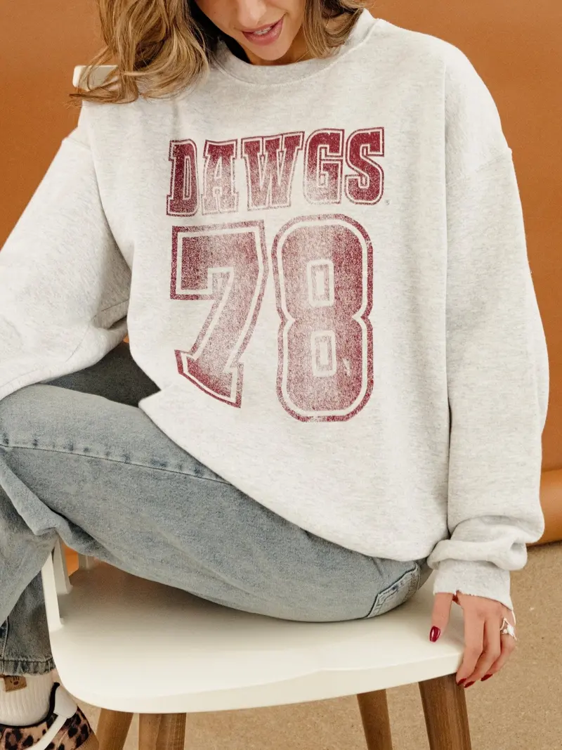 Mississippi State Bulldogs Player Ash Gray Thrifted Sweatshirt 1