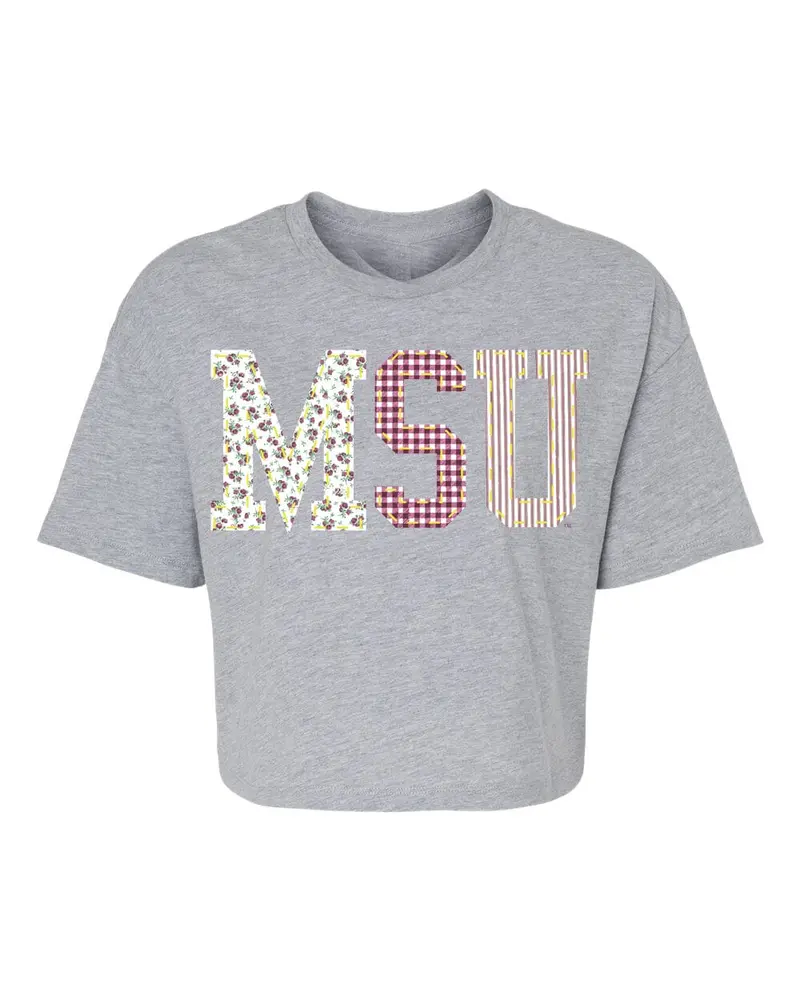 Mississippi State Bulldogs Quilted Puff Ink Gray Cropped Tee 1
