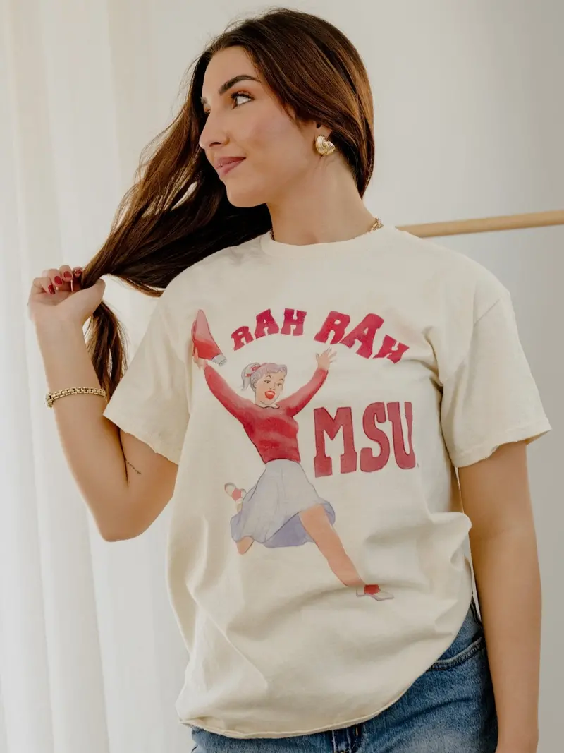 Mississippi State Bulldogs Rah Rah Off White Thrifted Tee 1