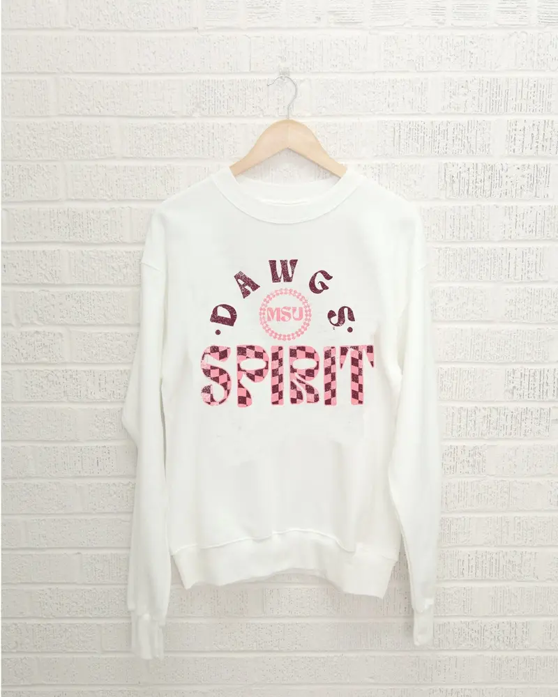 Mississippi State Bulldogs Spirit White Thrifted Sweatshirt 1
