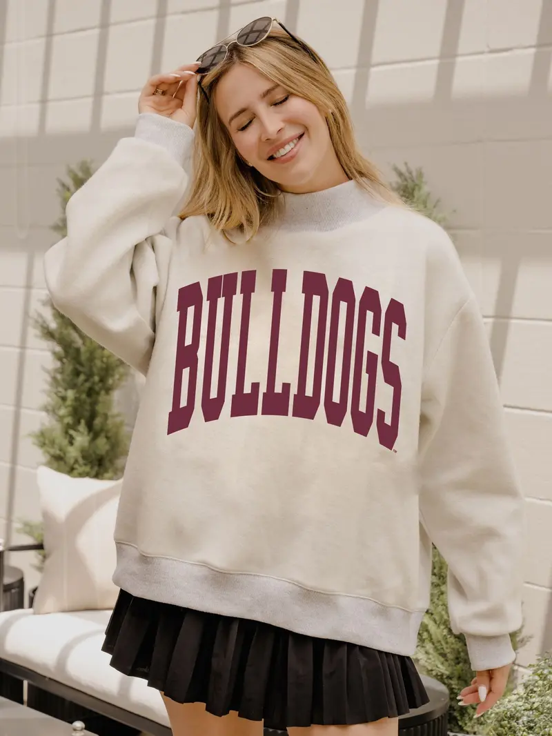 Mississippi State Bulldogs Tall Boy Gray Mock Neck Reversible Sweatshirt 1