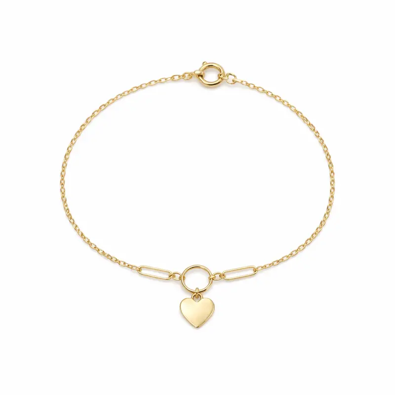 Mixed Link Heart Adjustable Bracelet 1