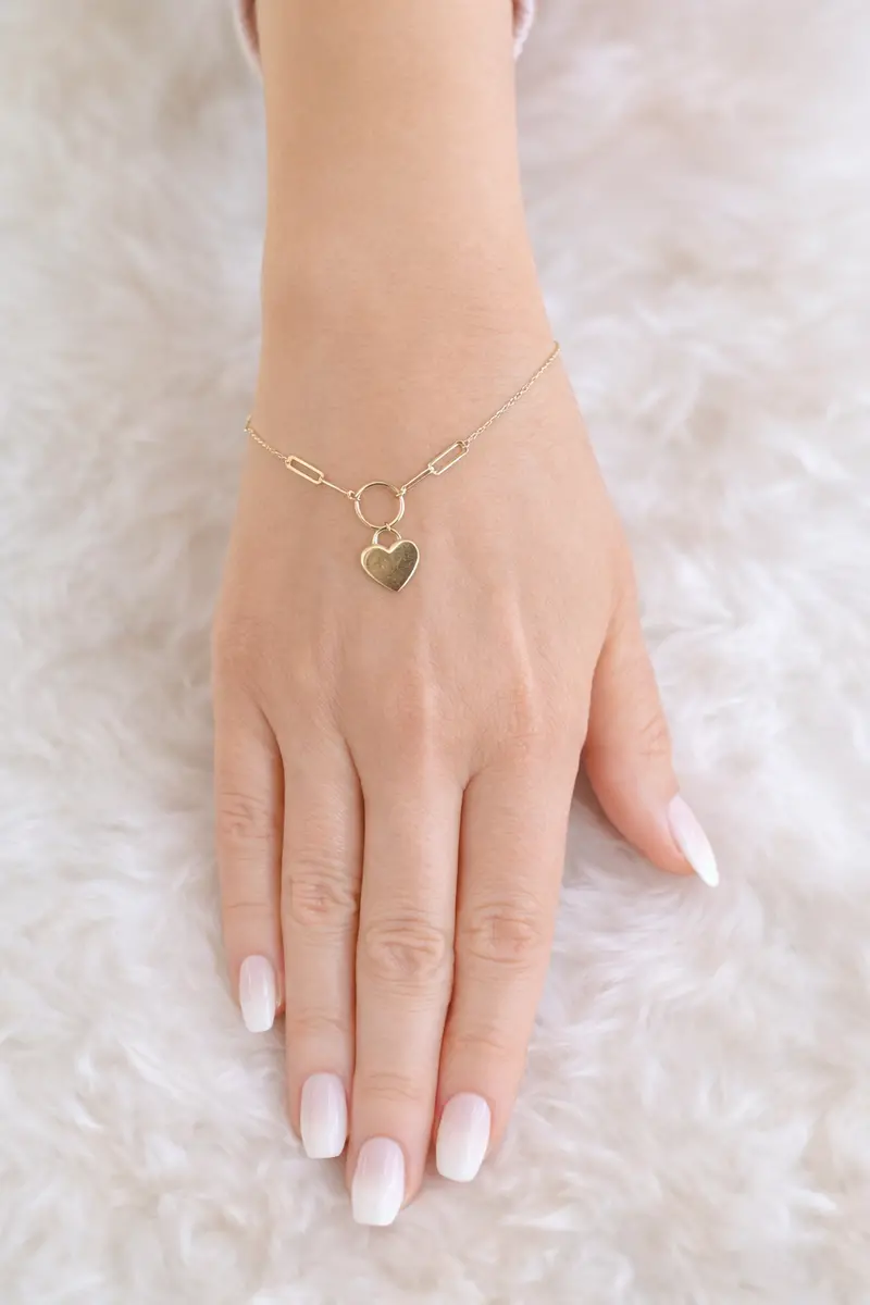 Mixed Link Heart Adjustable Bracelet 2