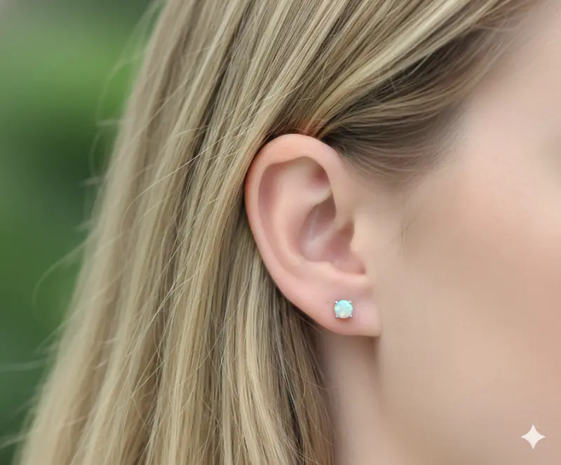 Moonfire Opal 10K Stud Earrings 2