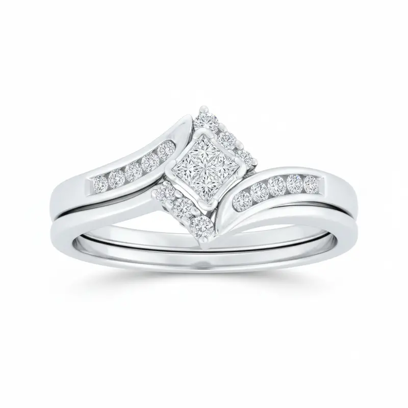 Mosaic Embrace Princess Cut Bridal Set 1