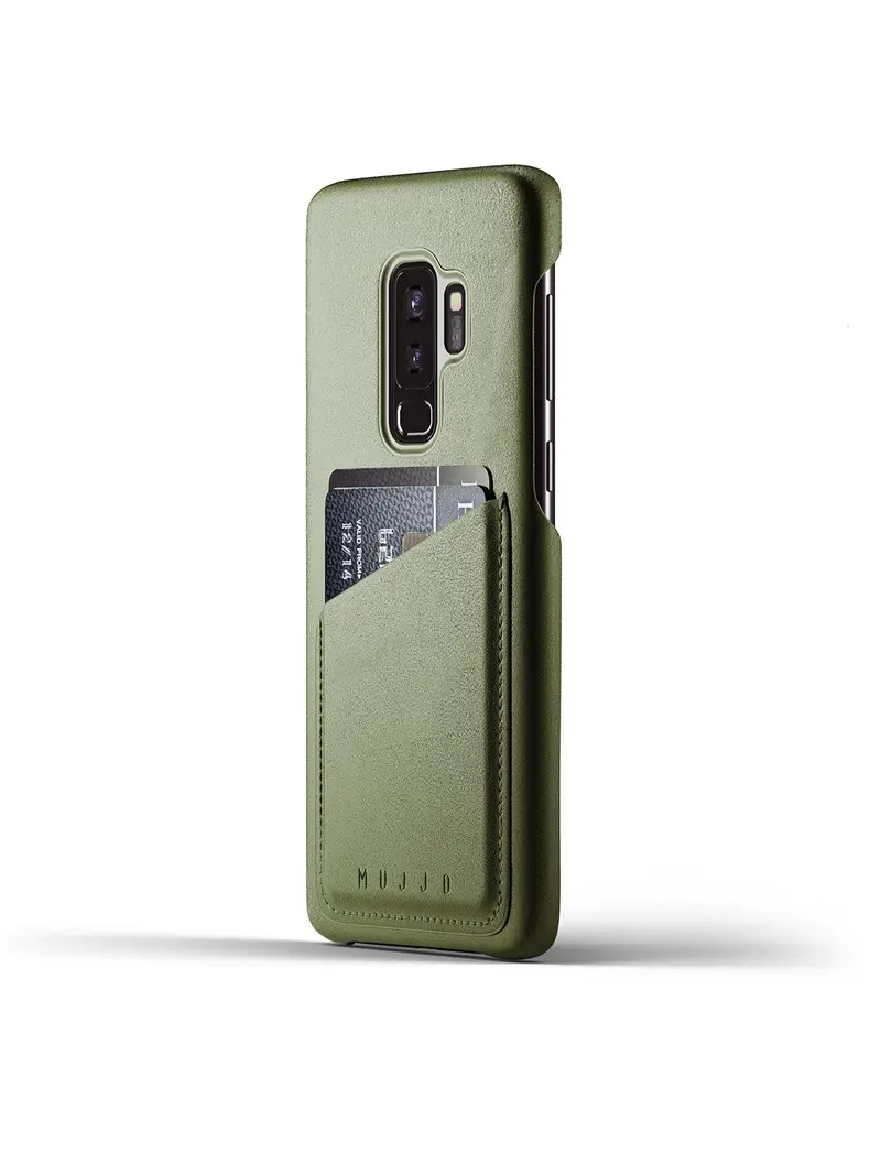 Mujjo Full Leather Wallet Case For Galaxy S9 Plus Olive 1