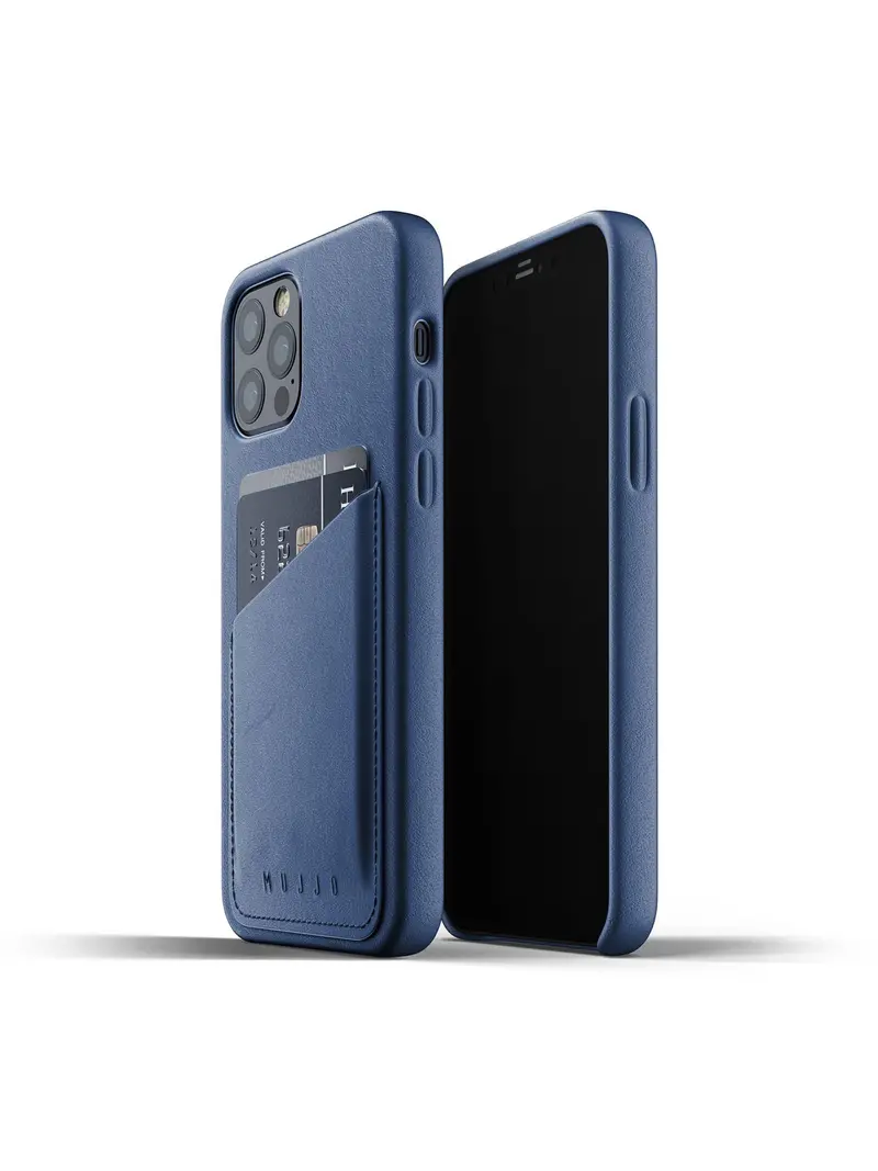 Mujjo Full Leather Wallet Case For Iphone 12 & 12 Pro Monaco Blue 1
