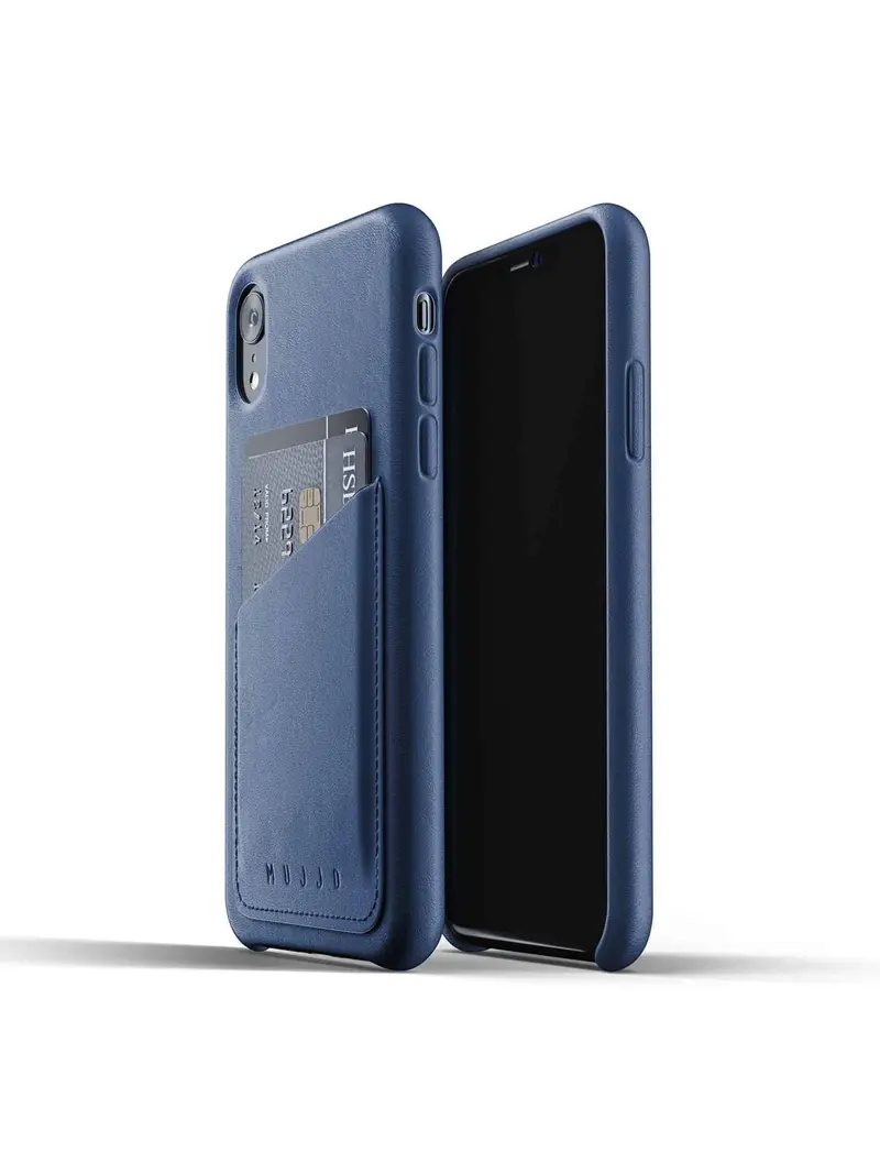 Mujjo Full Leather Wallet Case For Iphone Xr Blue 1