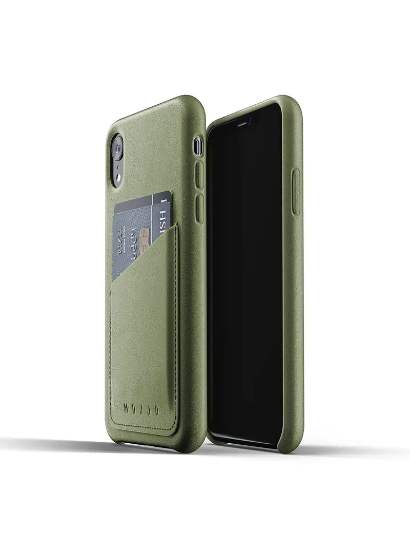 Mujjo Full Leather Wallet Case For Iphone Xr Olive 1