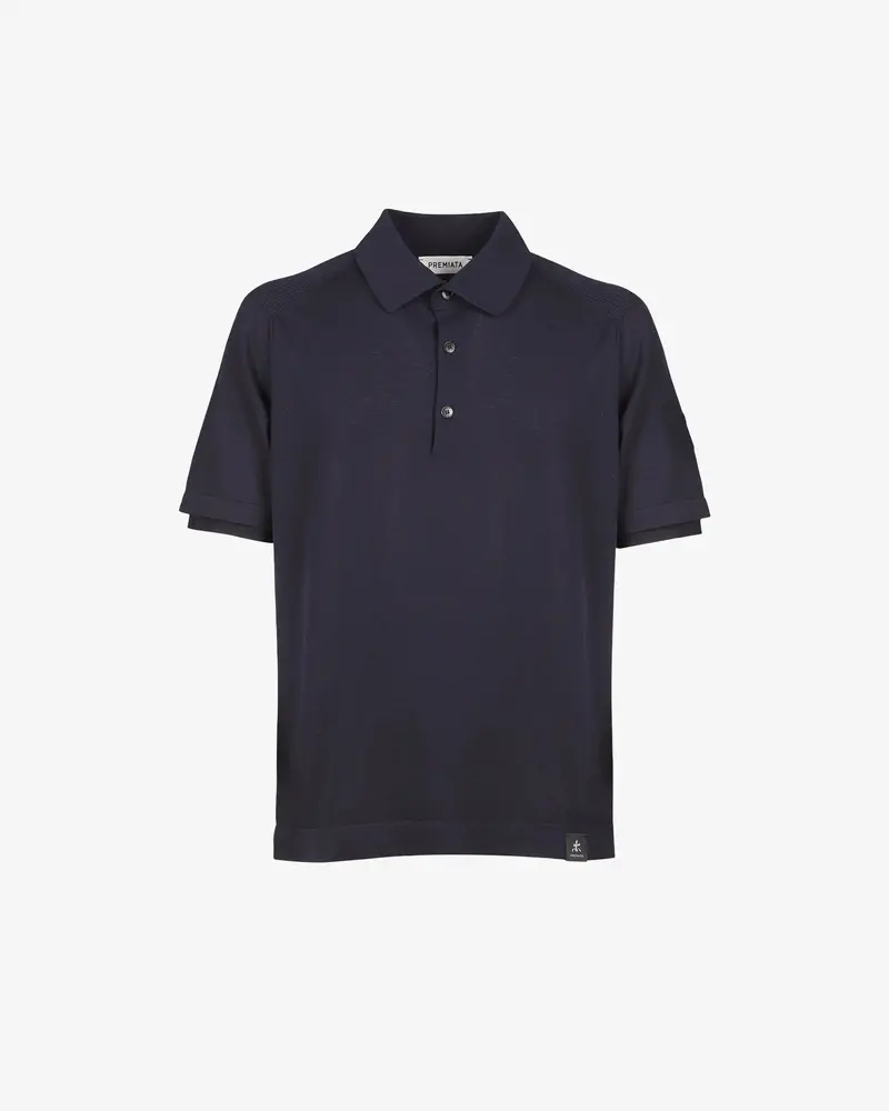 Navy Knitted Polo Shirt 1