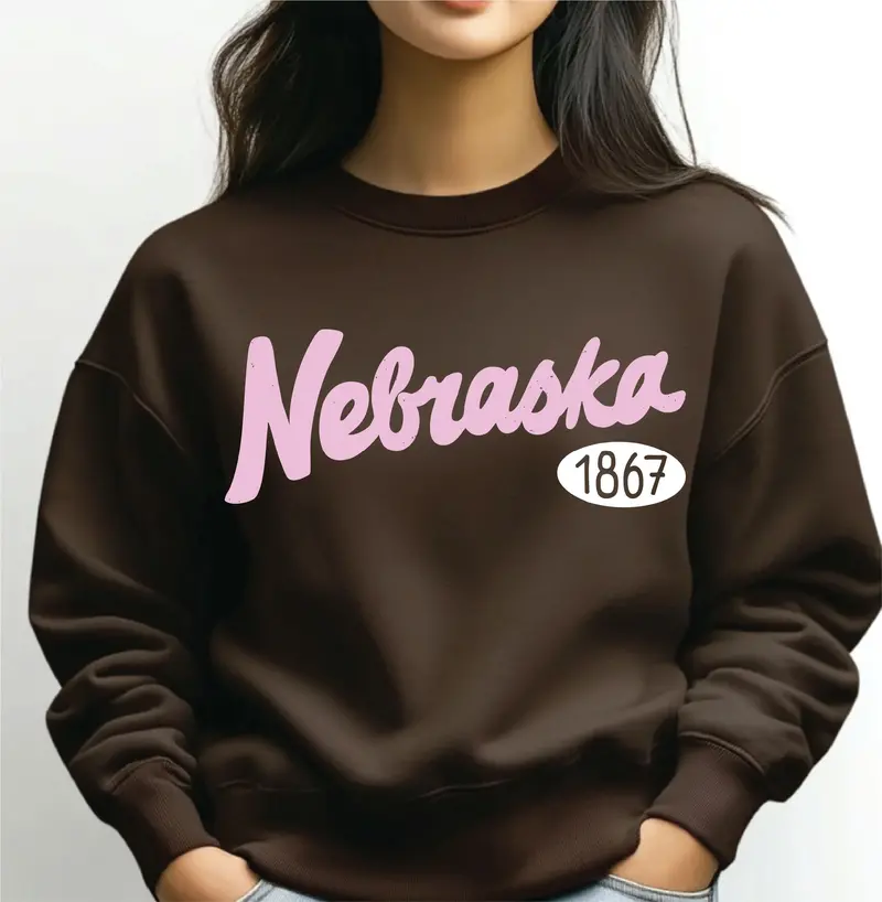 Nebraska 1867 Puff Ink Dark Brown Sweatshirt 1