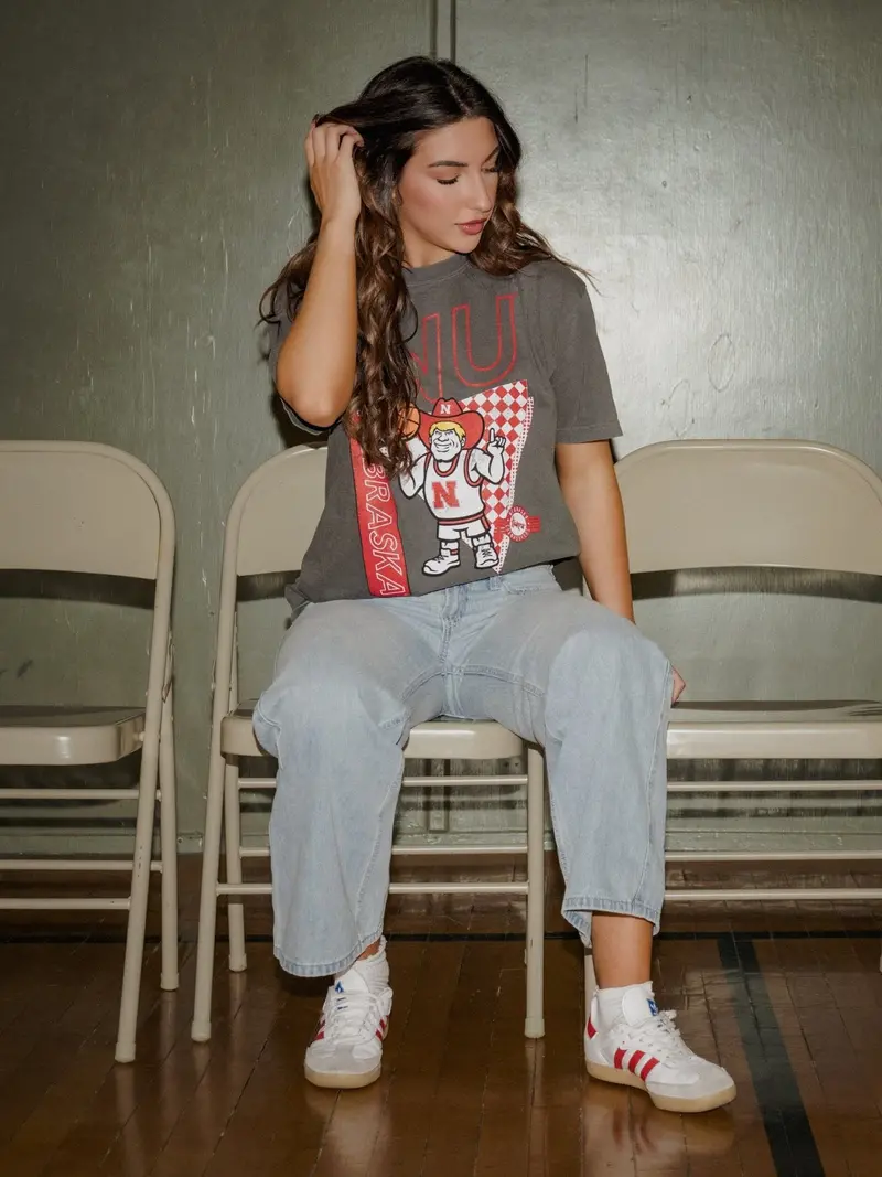 Nebraska Huskers Courtside Basketball Pepper Cc Tee 1