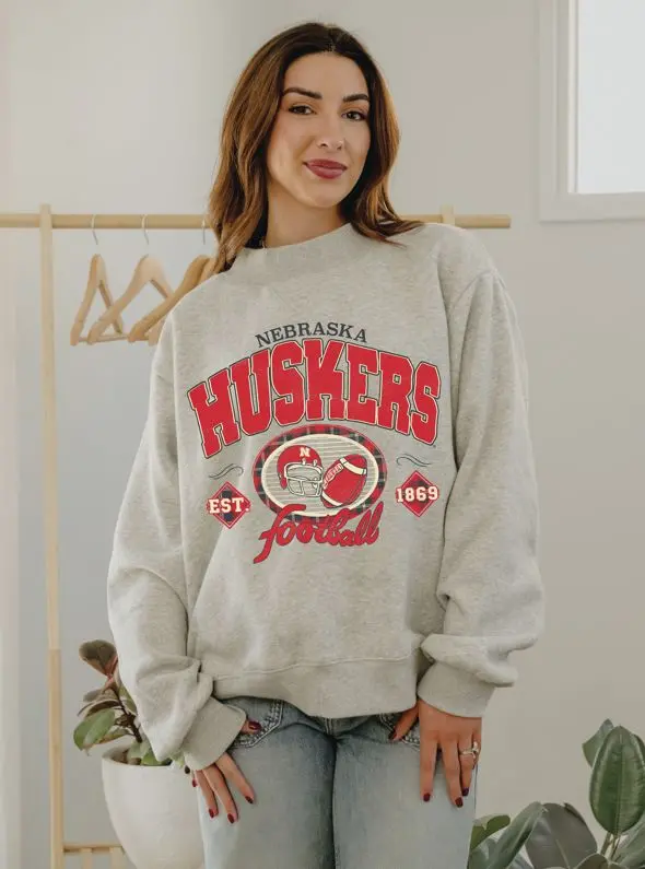 Nebraska Huskers Gridiron Weekend Edit Ash Gray Mock Neck Sweatshirt 1