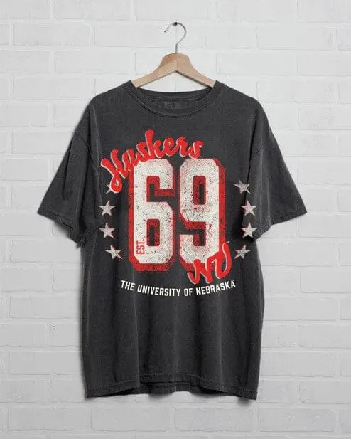 Nebraska Huskers Jersey Patch Smoke Heavyweight Tee 1