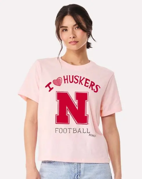 Nebraska Huskers Sporty Charm Pink Ellie Perfect Tee 1