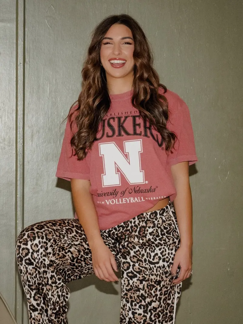 Nebraska Huskers Volleyball Logo Red Cc Tee 1