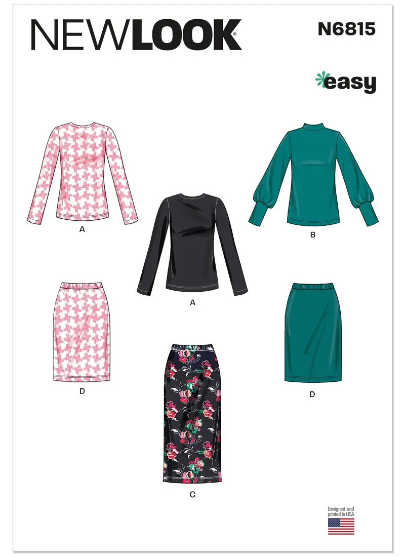 New Look Misses' Knit Tops And Skirt In Two Lengths N6815 1