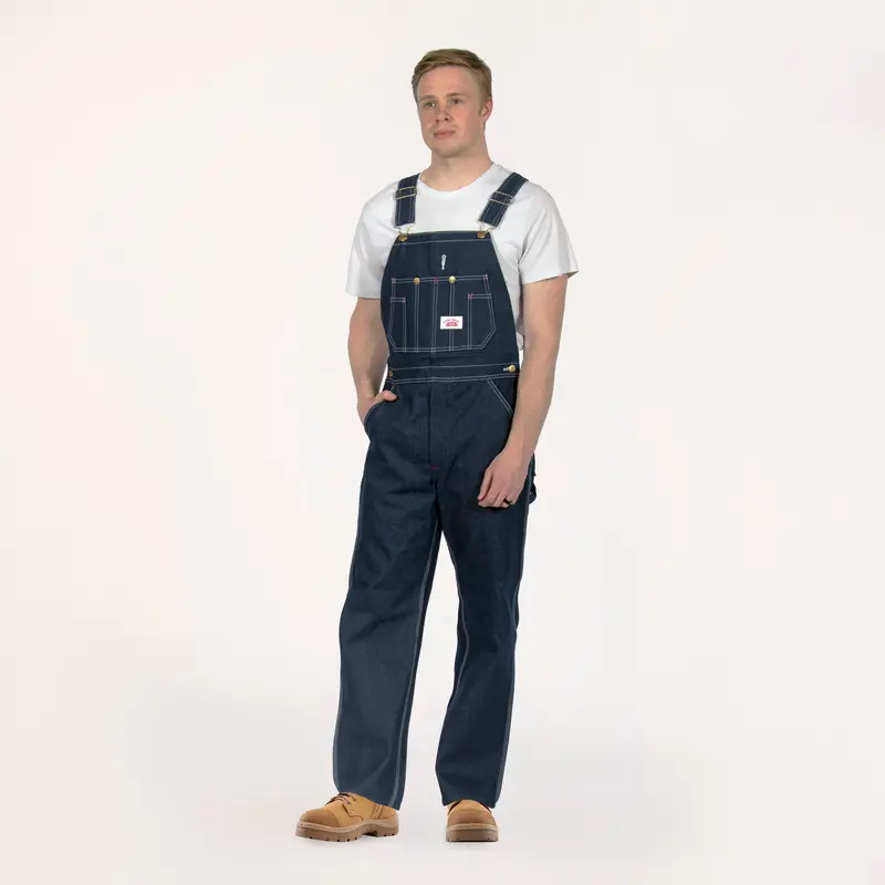 Non-Usa Classic Blue Denim Zipper Fly Bib Overalls - Not Sewn In Usa 1