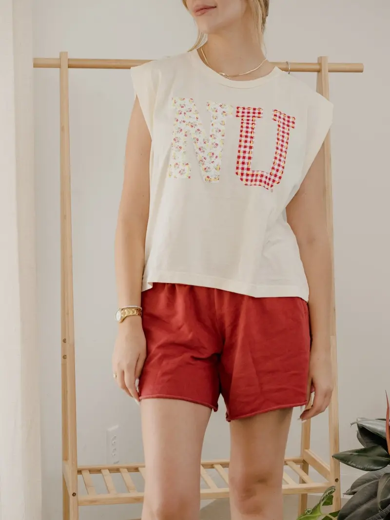 Nu Nebraska Huskers Quilted Puff Ink Off White Tank 1