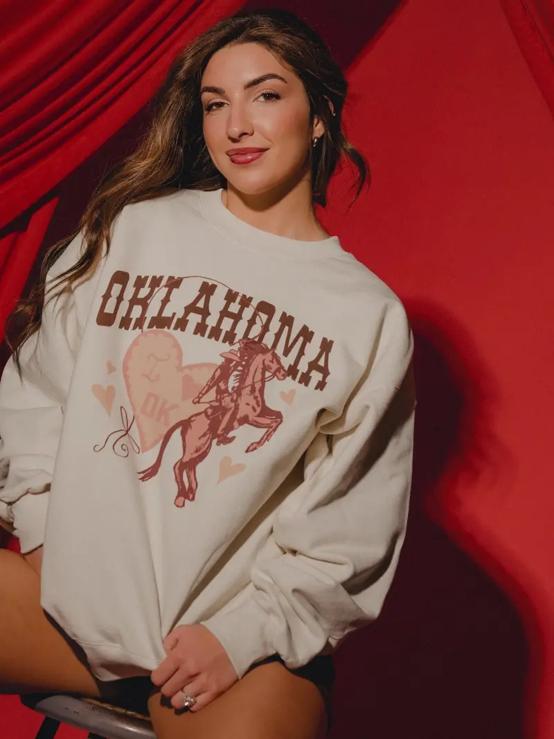 Oklahoma Hearts & Horses Natural Sweatshirt 1