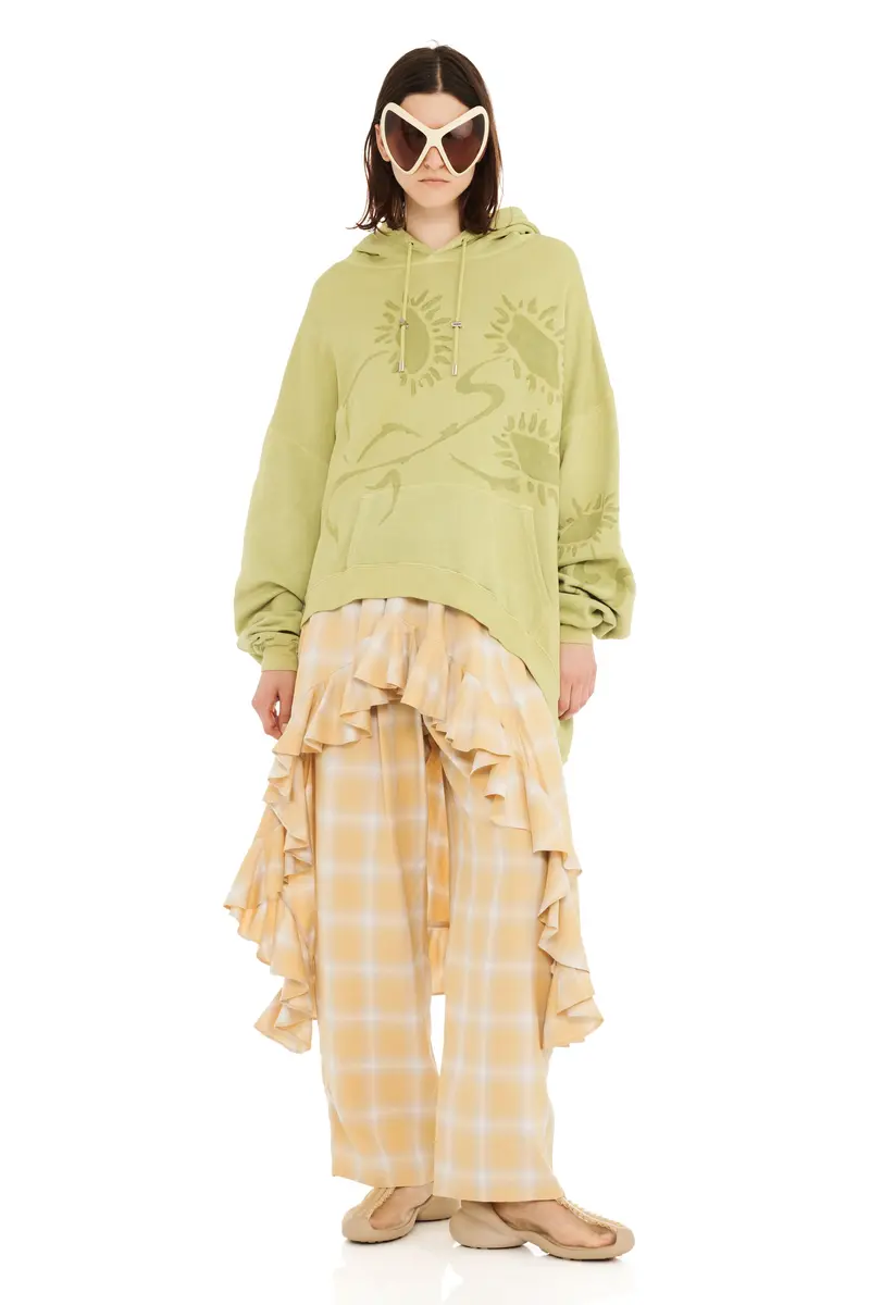 Olive Daisy Wave Hem Hoodie 1