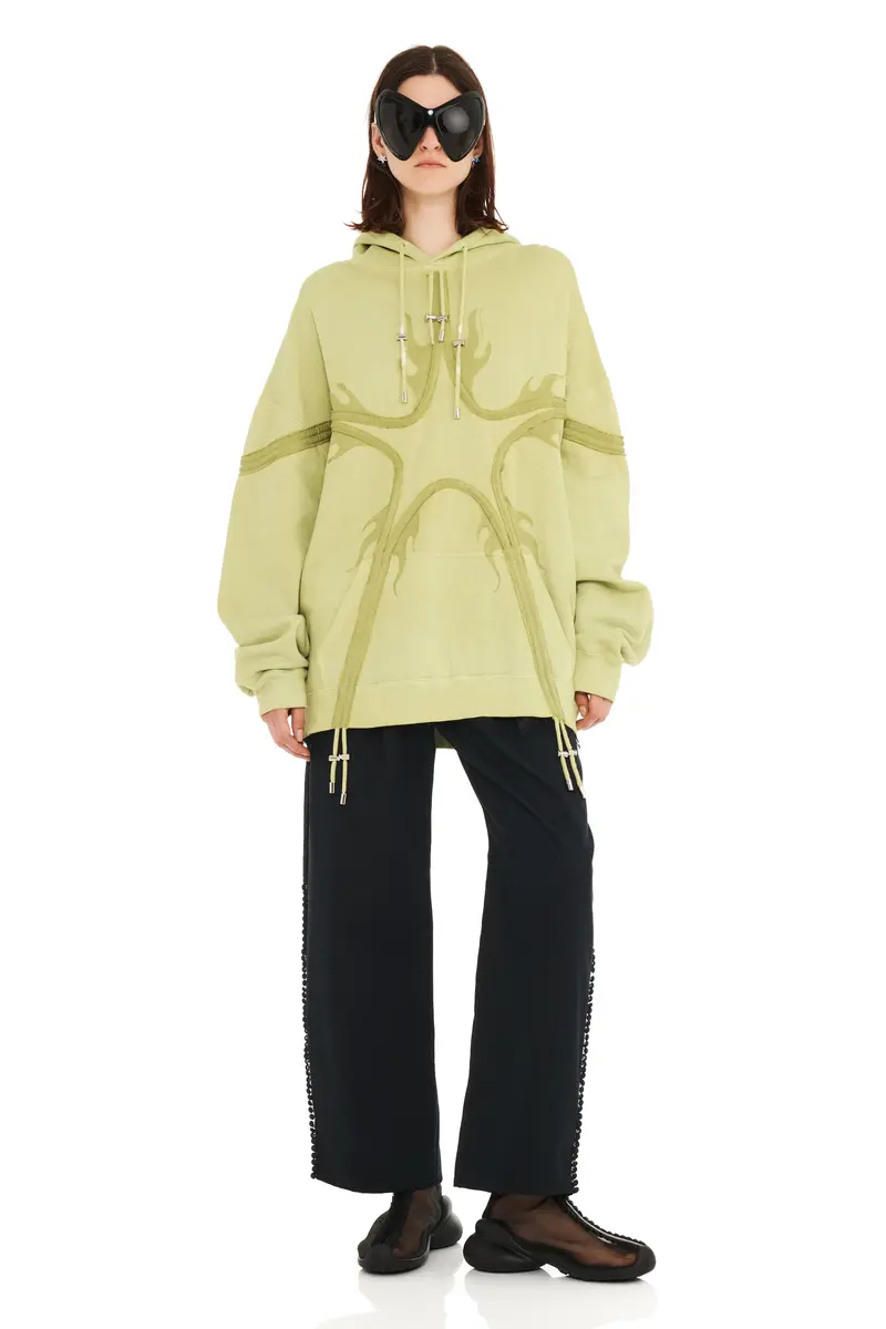 Olive Flames Star Hoodie 1