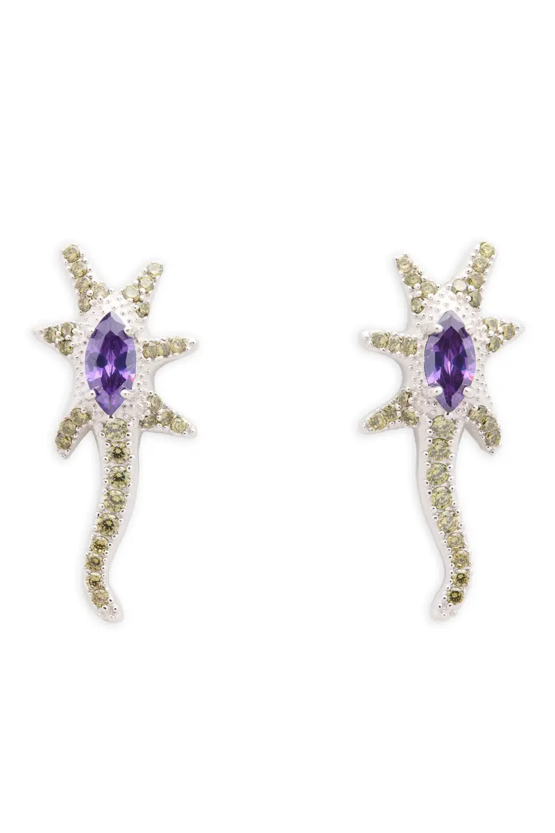 Olive Lavander Star Trail Earrings 1