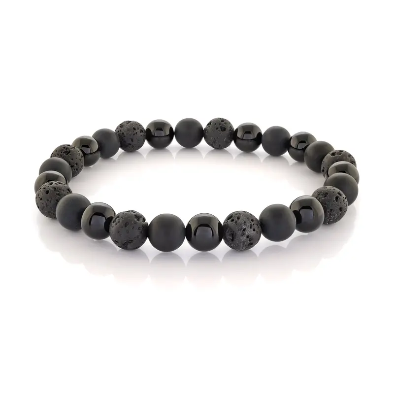 Onyx Volcanic Lava Rock Bead Bracelet 1
