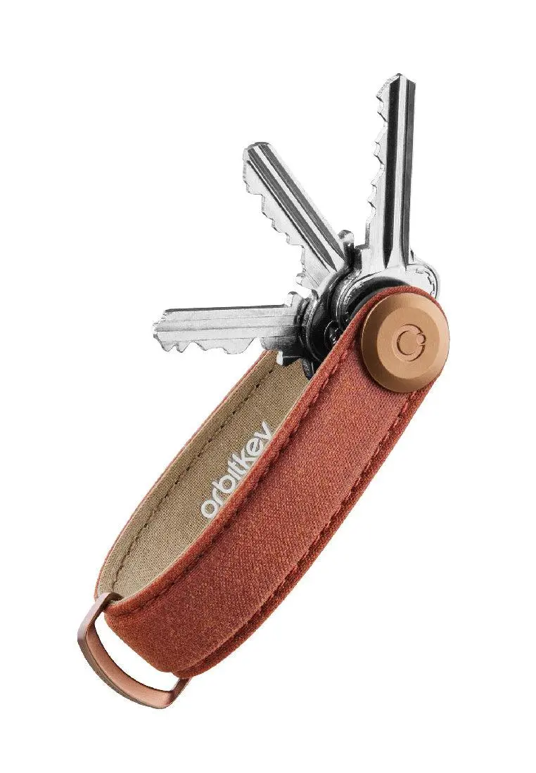 Orbitkey Key Organiser Waxed Canvas Brick Red 1
