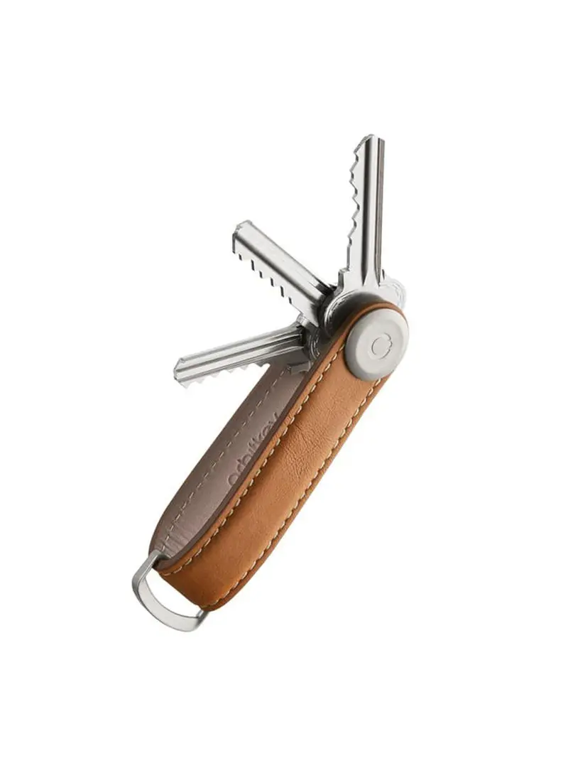 Orbitkey Leather Key Organiser Tan White 1