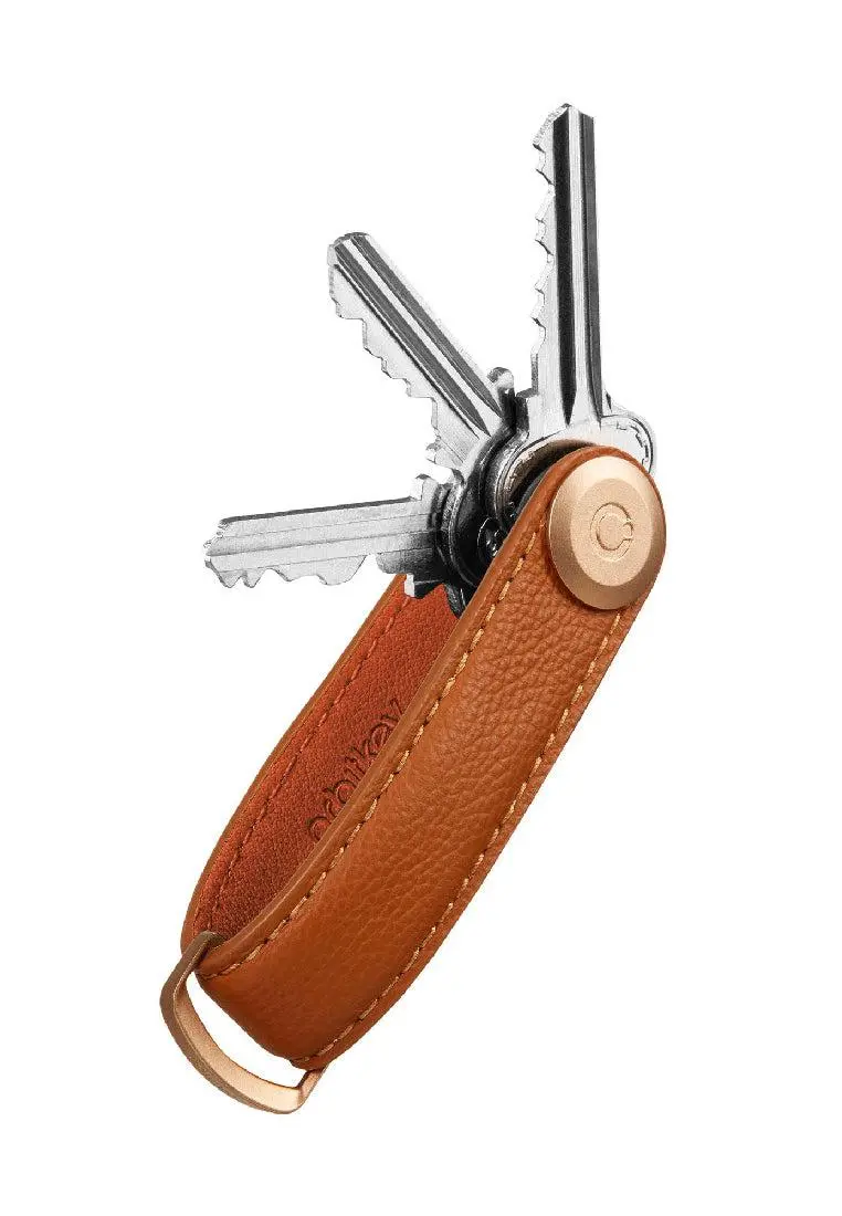 Orbitkey Pebbled Leather Key Organiser Amber 1