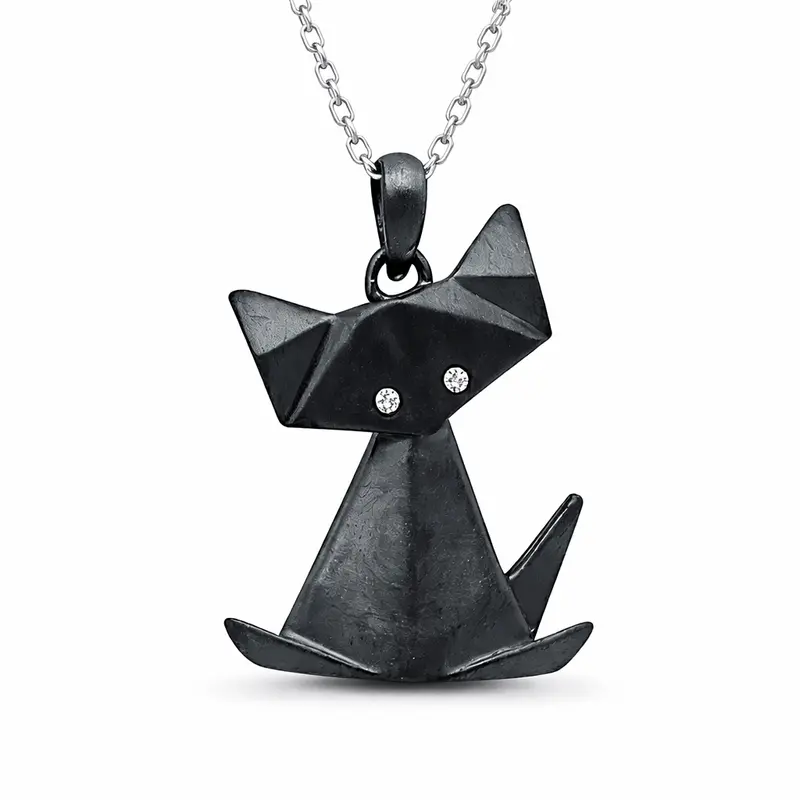 Origami Black Cat Pendant 1