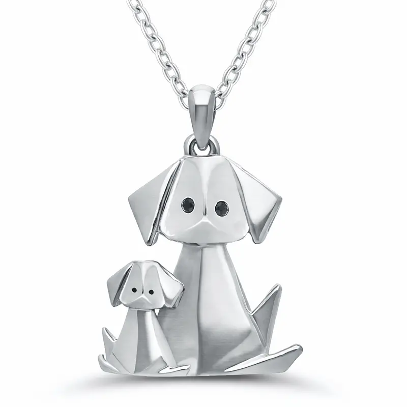 Origami Dog &Amp; Puppy Pendant 1