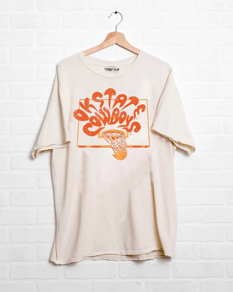 Osu Basketball Burst Off White Thrifted Tee 1
