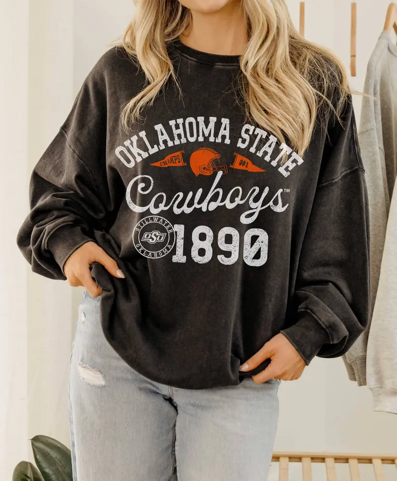 Osu Cowboys Football Icon Smoke Oversized Crew Hi-Dive Sweatshirt 1