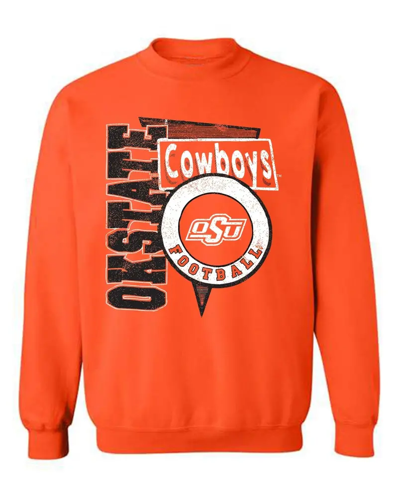 Osu Cowboys Football Spree Orange Thrifted Sweatshirt 1