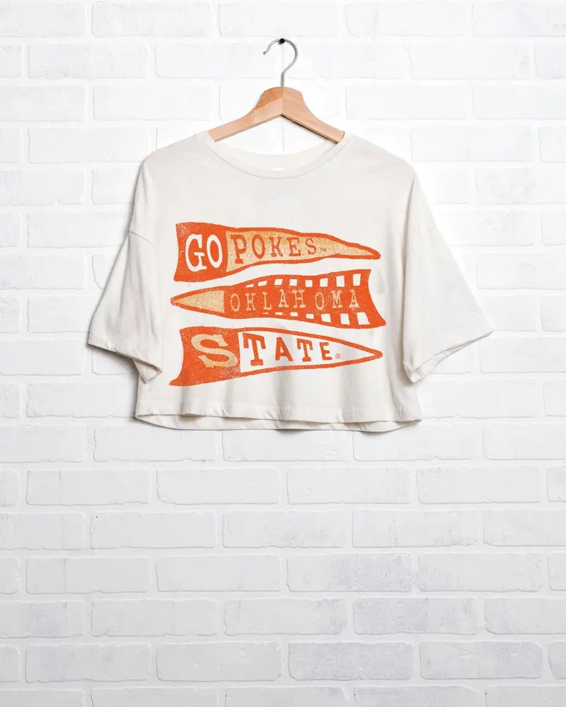 Osu Cowboys Pennant White Cropped Tee 1