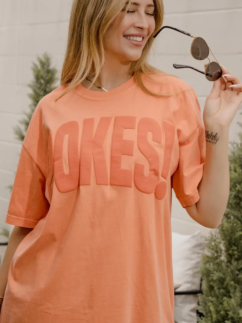 Osu Cowboys Pokes Mono Puff Orange Tee 1