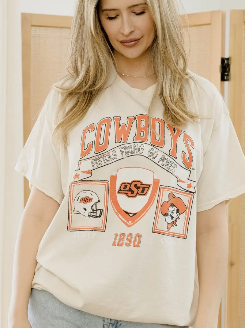 Osu Cowboys Prep Patch Off White Thrifted Tee 1
