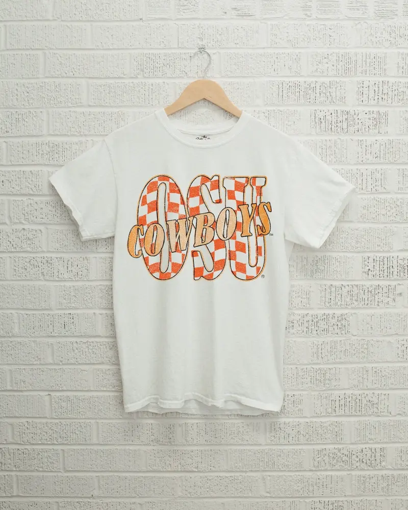Osu Cowboys Twisted Check White Tee 1
