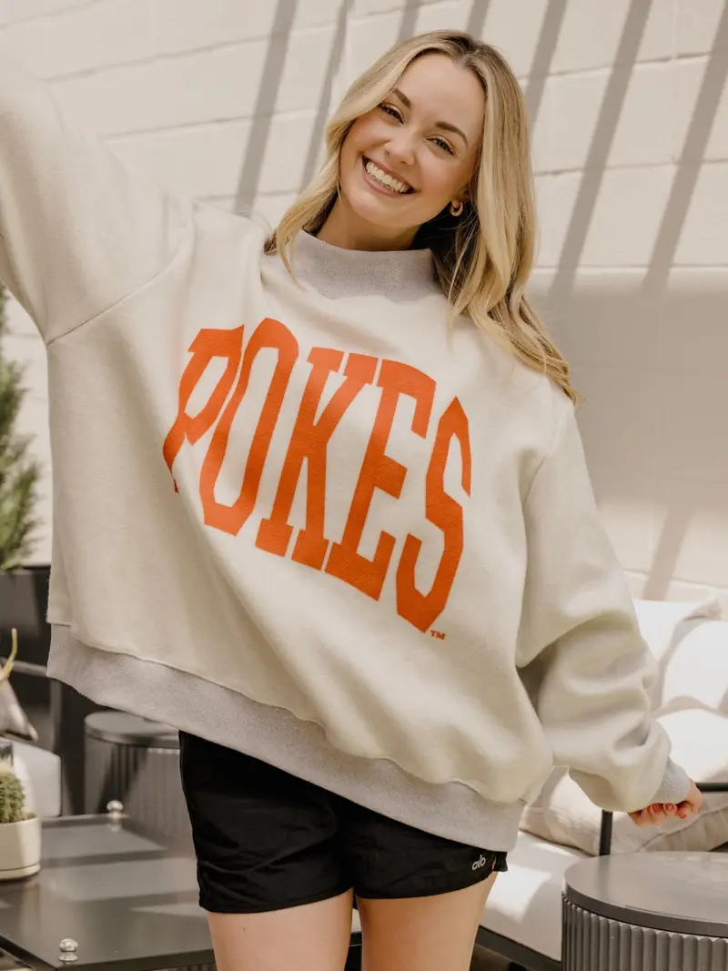 Osu Pokes Tall Boy Gray Mock Neck Reversible Sweatshirt 1