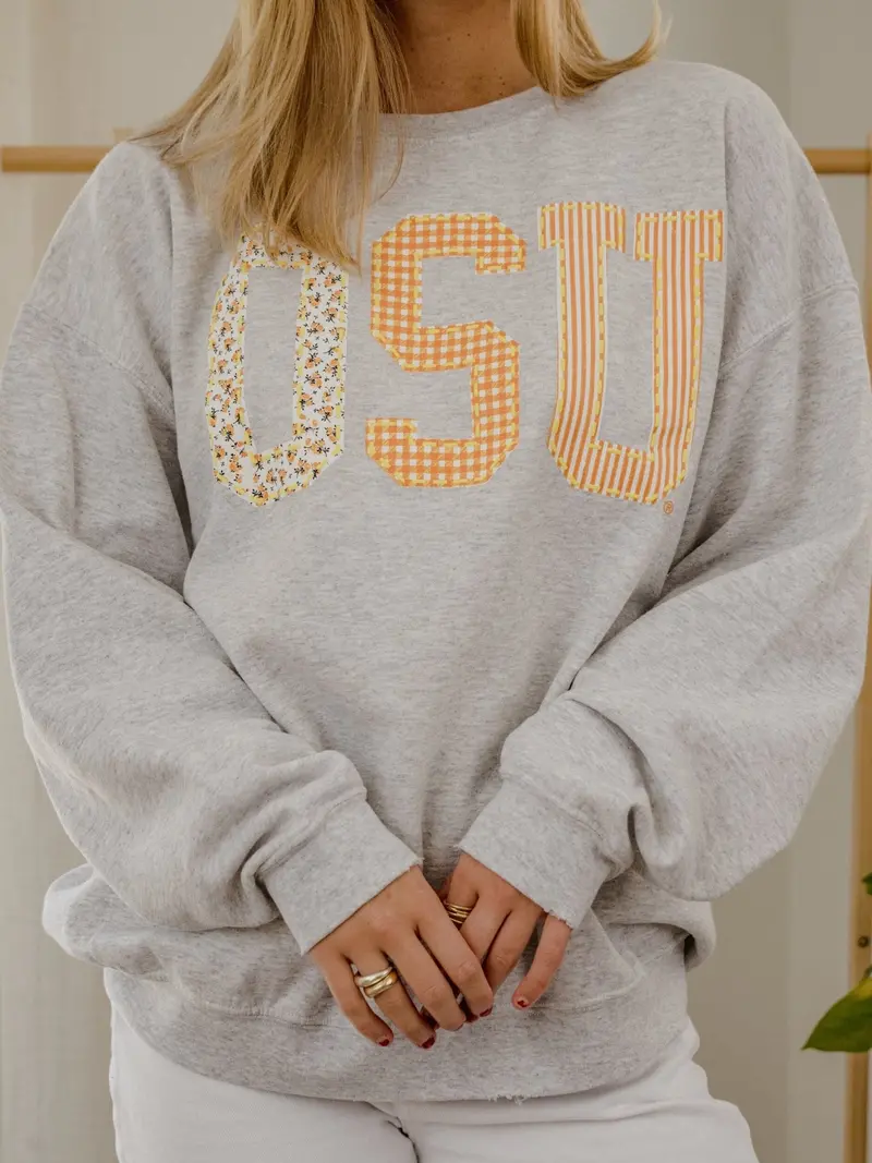 Osu Quilted Puff Ink Ash Gray Thrifted Sweatshirt 1