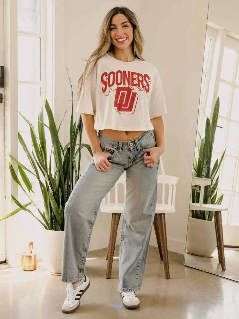 Ou Disco Ivory Cropped Tee 1
