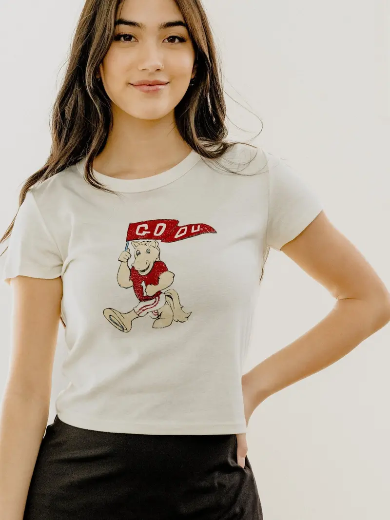Ou Mascot Flag Off White Micro Cropped Tee 1