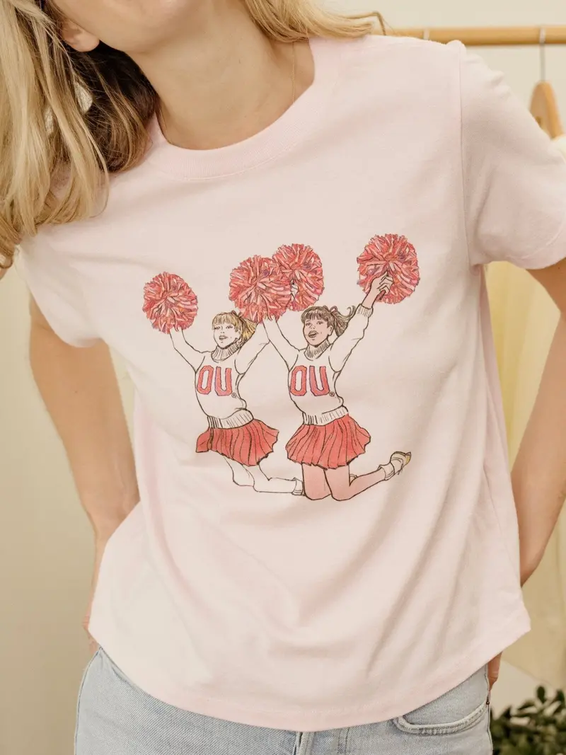 Ou Sooners Cheer Pink Ellie Perfect Tee 1