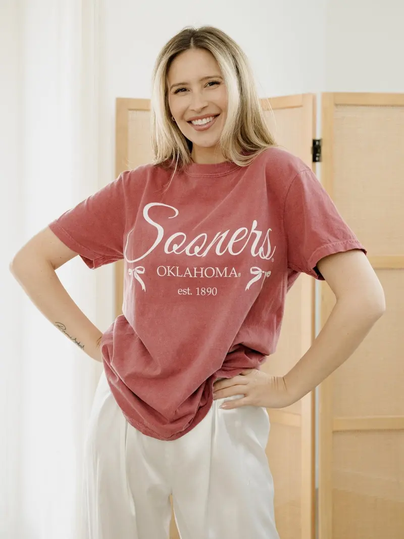 Ou Sooners Established Bows Crimson Tee 1